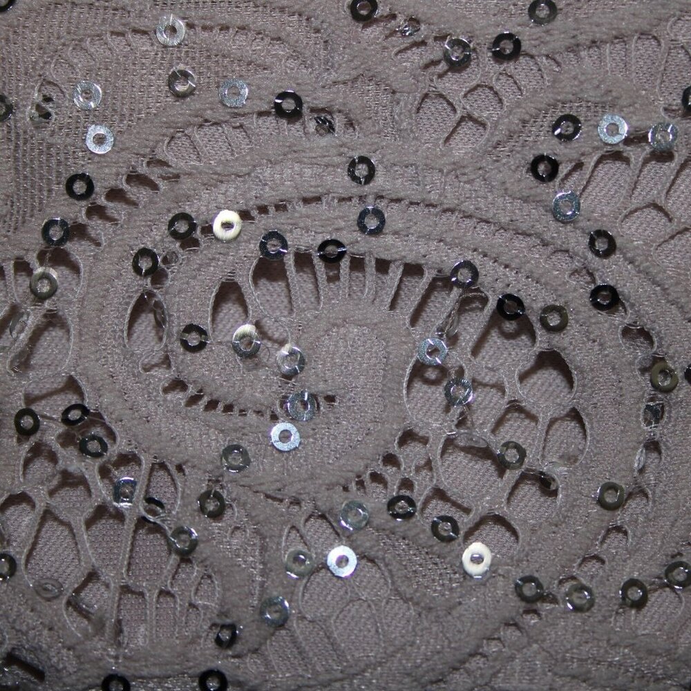 Dress Barn Sz 10 Mauve Lavender Silver Sequin Lined Eyelets Nylon Dress - Picture 16 of 16